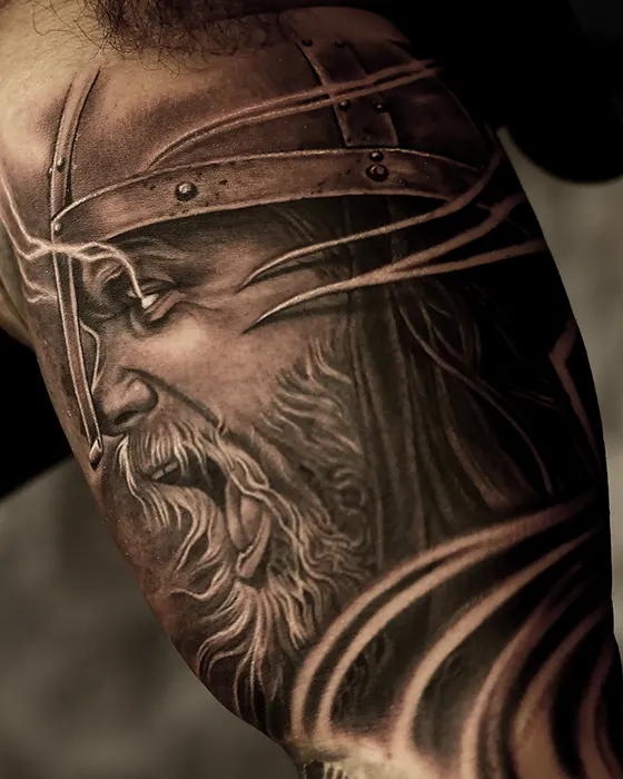viking realism black and grey tattoo near south fl